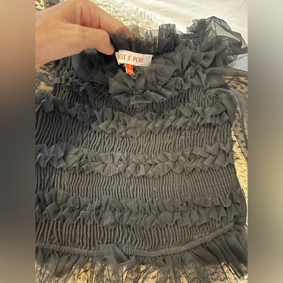 Black Mesh Ruffle Shirt - Picture 2 of 2